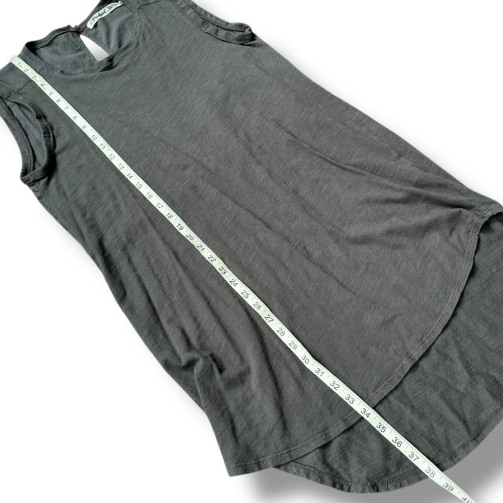 Michael Stars Gray Cotton Rolled Shoulder Sleeveless Shift Mini Dress | Large - Picture 10 of 12